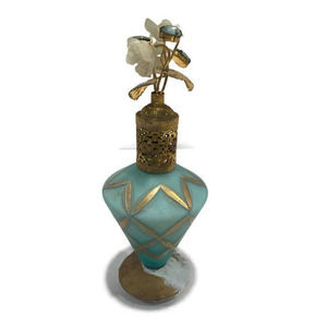 Vintage Decretive Frosted Glass Floral Perfume Bottle